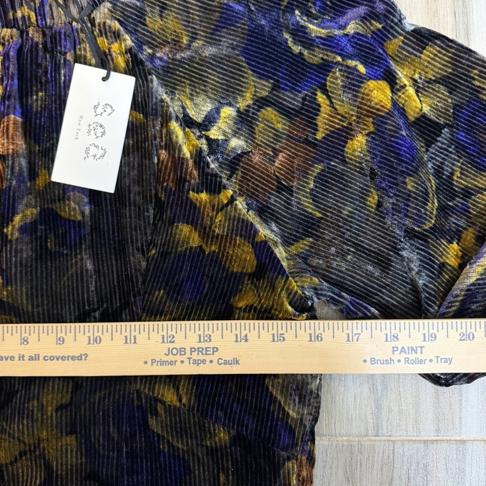 NWT Sea New York Dress Dogwood Dropped Shoulder Velvet Midi 6 Dark Floral Fall - Picture 10 of 13
